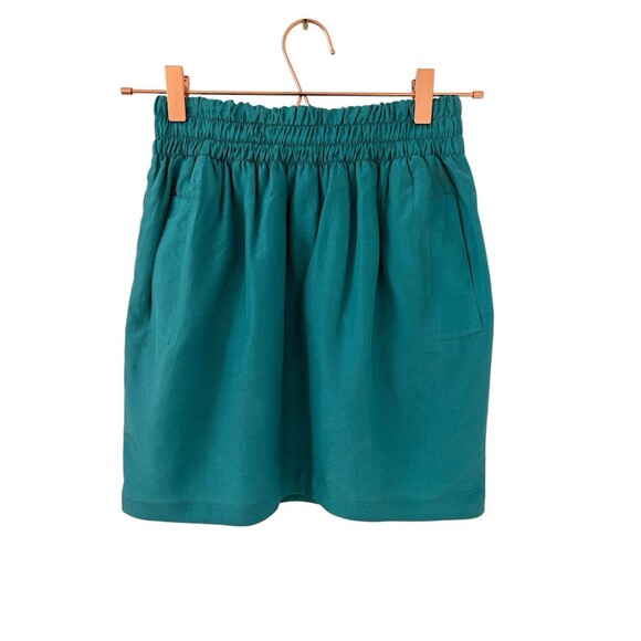 Club Monaco Silk Cotton Mini Skirt Women's Size XS Turquoise Lined Pockets - Picture 1 of 10